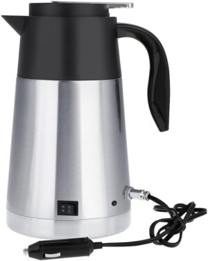 Chaleiras elétricas de 1300 ml/4,2 oz para carro, panela elétrica de aço inoxidável para viagem copo de água aquecida adequada para água fervida, café cerveja, leite em pó, ovos cozidos e assim por diante. (12V para carro)