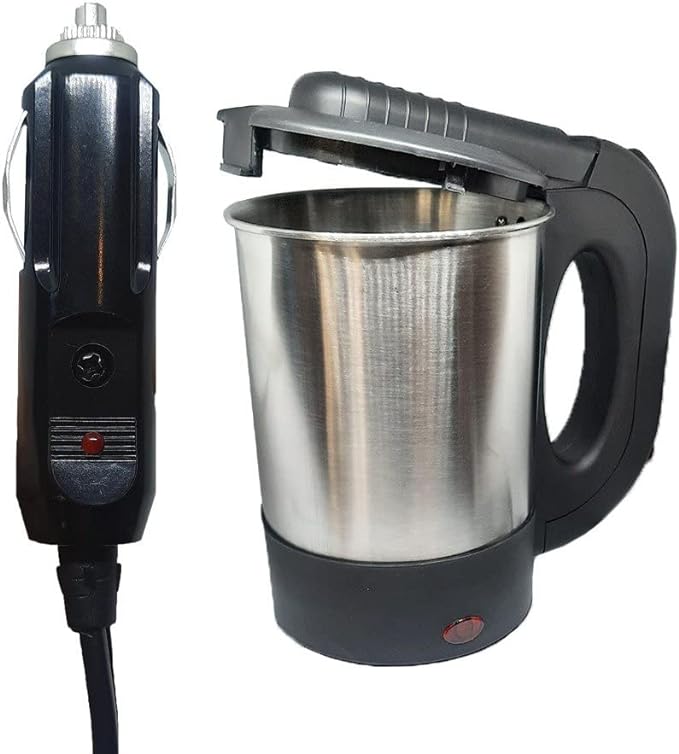 Chaleira Elétrica Portátil 12v Chá Café Inox 500 ml Carro Caminhão