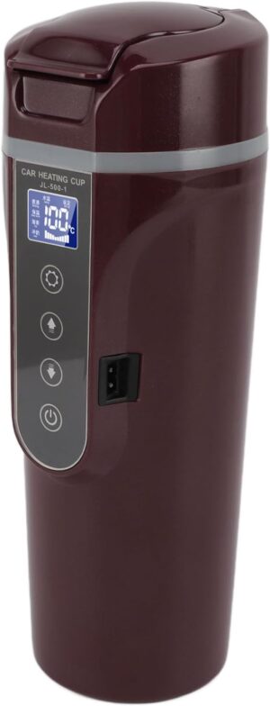 Chaleira Elétrica para Carro, Tela 12V 24V Copo de Aquecimento para Carro 500ml Aço Inoxidável 96W (Roxo)