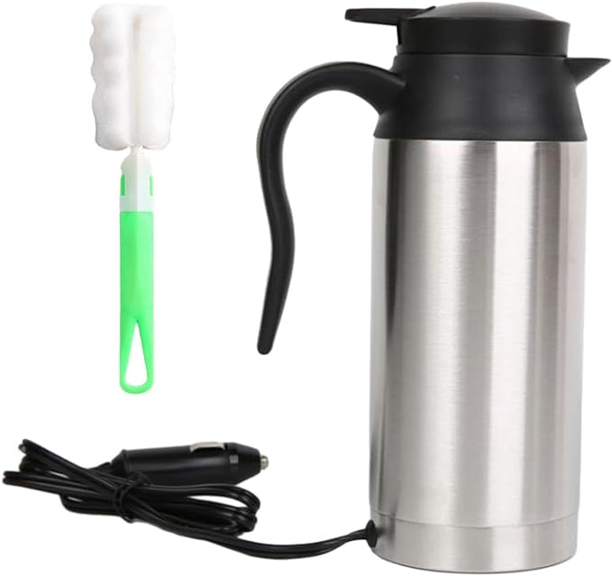 Chaleira elétrica para carro, aço inoxidável, aquecedor de café, viajar, cozinhar, macarrão, isolado, caneca aquecida, caldeira de água para presente, 12V 100W